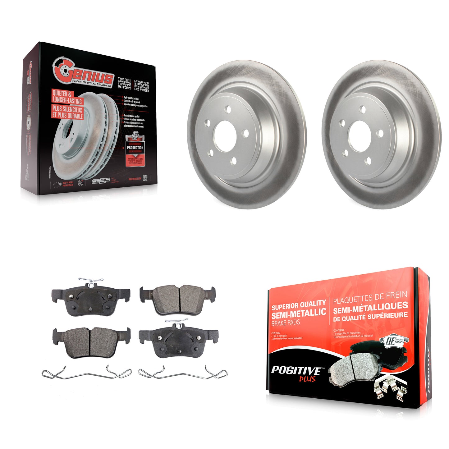 [Arrière] Kit de disque (revêtu) et plaquette (semi-métallique) de frein pour Ford Edge Fusion Lincoln MKX MKZ Nautilus Continental Police Responder Hybrid SSV Plug-In KGF-101575