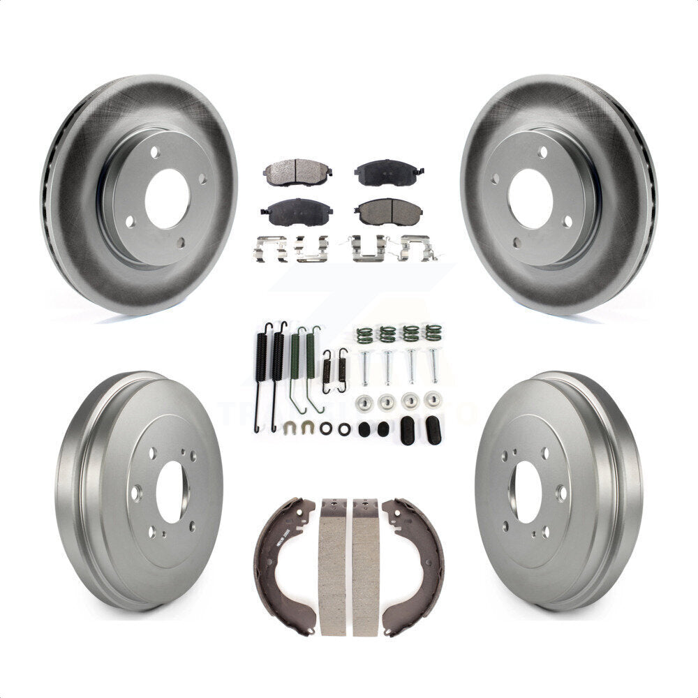 [Avant + Arrière] Kit de disque (revêtu) et plaquette (semi-métallique) de frein pour Nissan Sentra Versa Cube KGF-101633 par Transit Auto