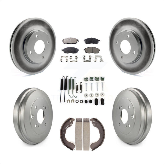 [Avant + Arrière] Kit de disque (revêtu) et plaquette (semi-métallique) de frein pour Nissan Sentra Versa Cube KGF-101633 par Transit Auto