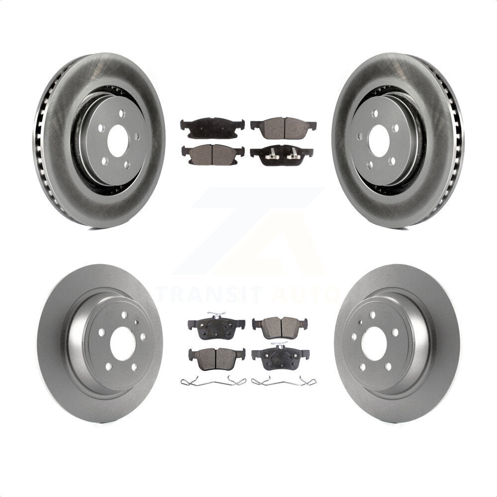 [Avant + Arrière] Kit de disque (revêtu) et plaquette (semi-métallique) de frein pour 2017 Lincoln MKX avec 14mm Wheel Lugs KGF-101666 par Transit Auto