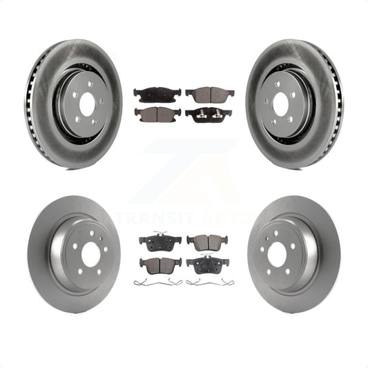 [Avant + Arrière] Kit de disque (revêtu) et plaquette (semi-métallique) de frein pour 2017 Lincoln MKX avec 14mm Wheel Lugs KGF-101666 par Transit Auto