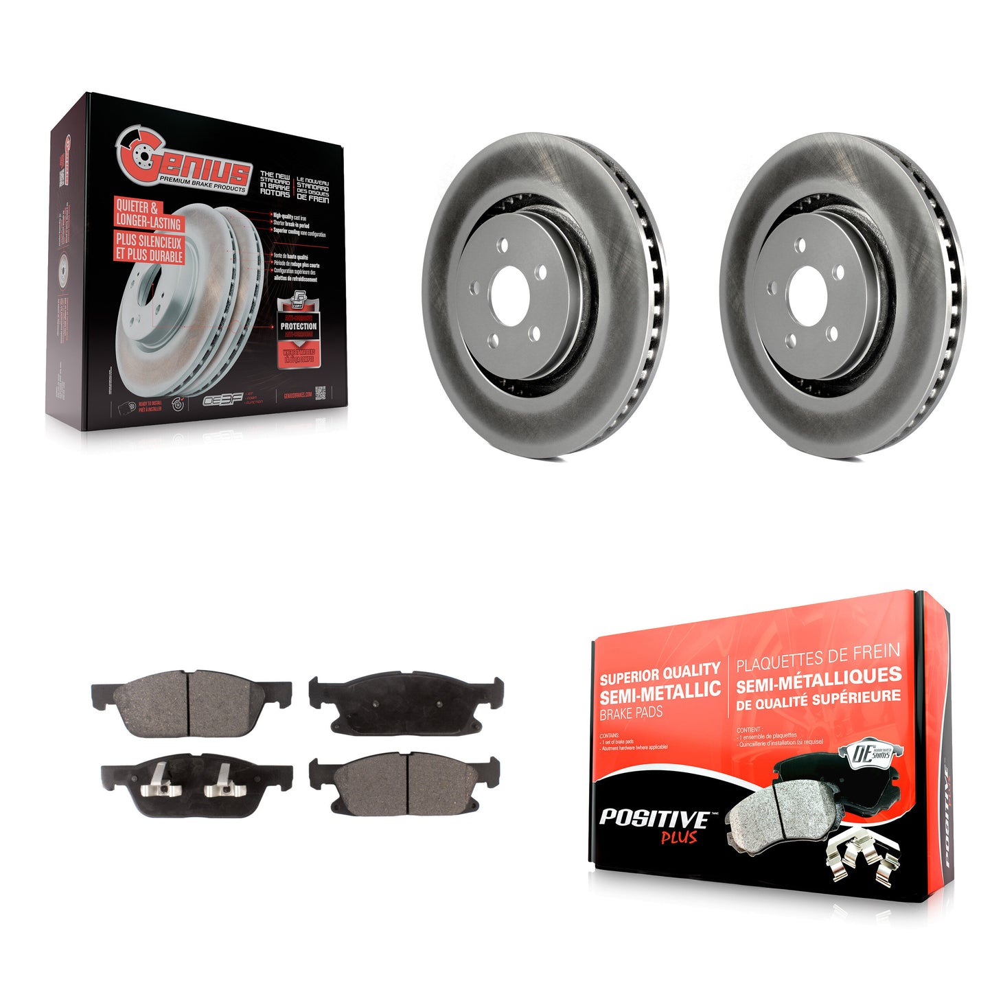 [Avant] Kit de disque (revêtu) et plaquette (semi-métallique) de frein pour Ford Edge Lincoln MKX Nautilus KGF-101678