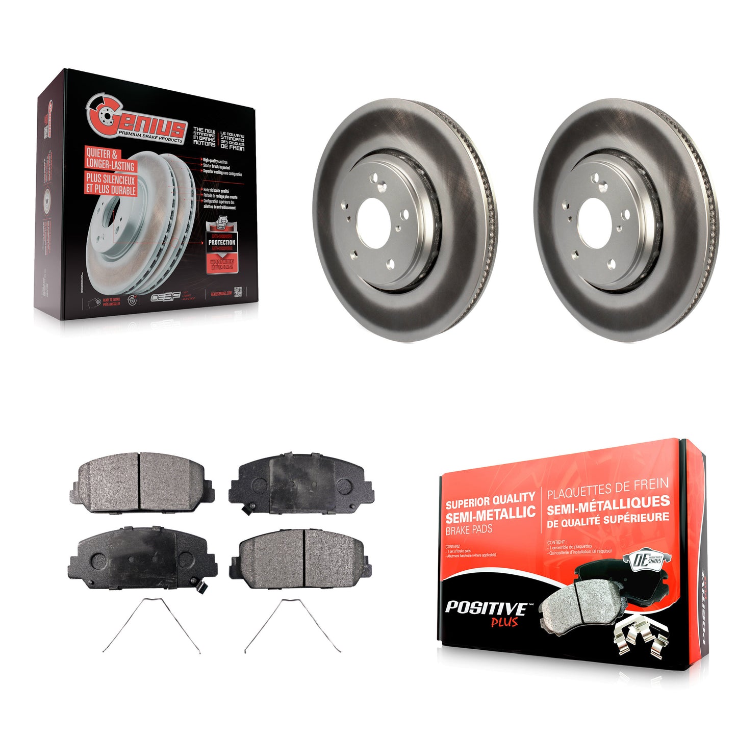 [Avant] Kit de disque (revêtu) et plaquette (semi-métallique) de frein pour Honda Civic Accord Acura ILX KGF-101684