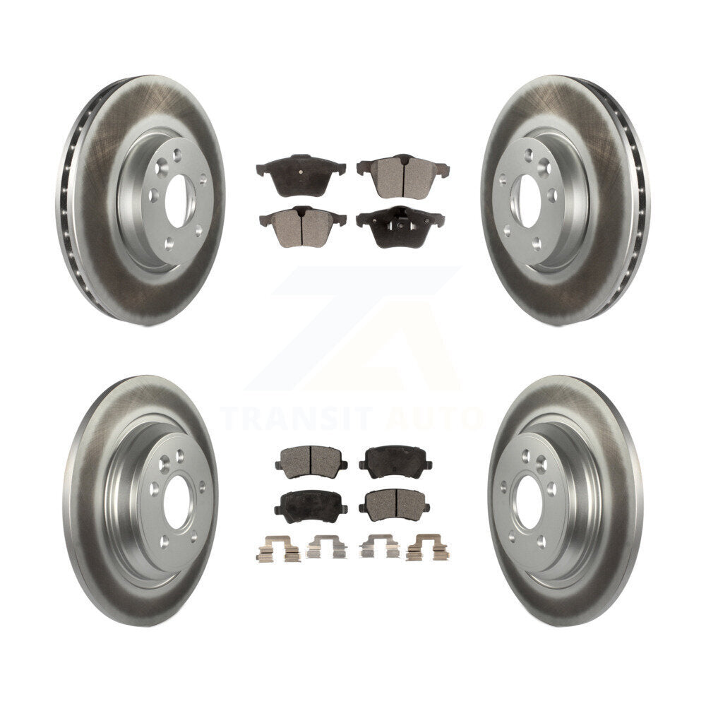 [Avant + Arrière] Kit de disque (revêtu) et plaquette (semi-métallique) de frein pour 2008 Volvo V70 avec 300mm Diameter Rotor KGF-101711