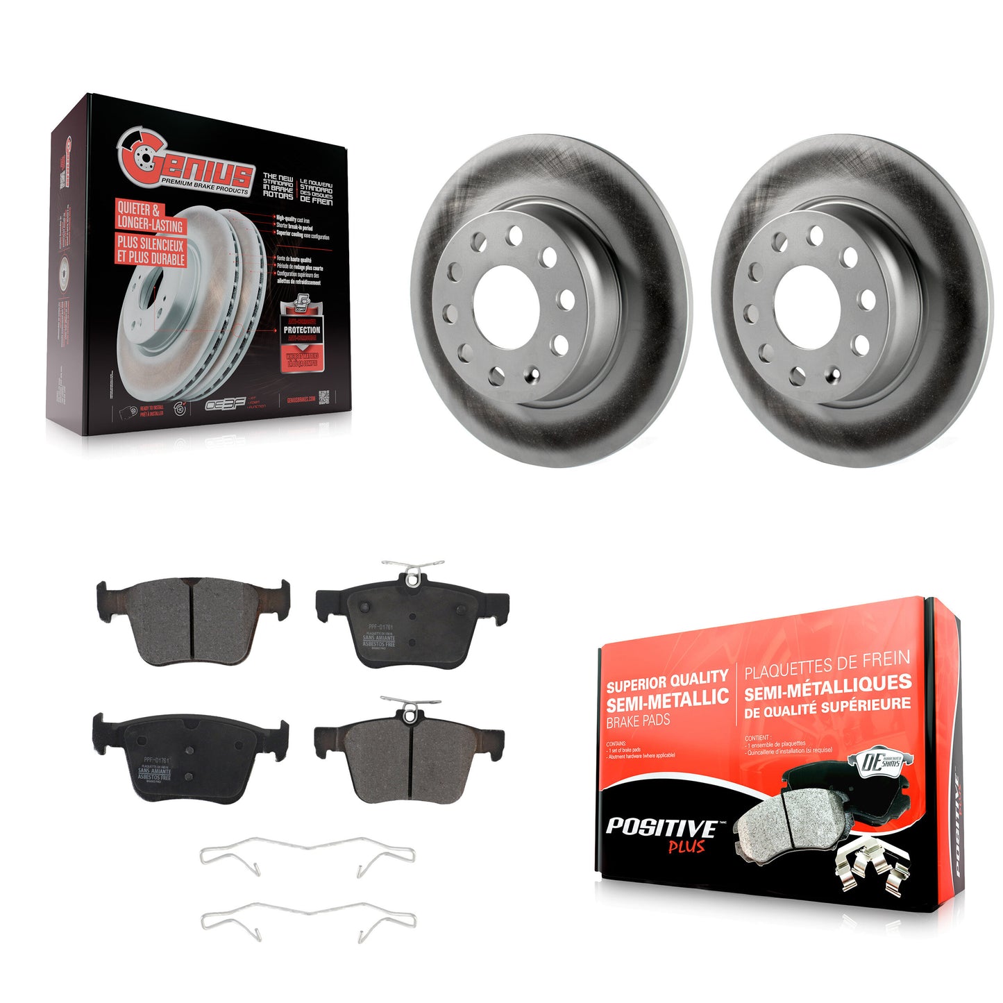 [Arrière] Kit de disque (revêtu) et plaquette (semi-métallique) de frein pour Audi A3 Quattro Volkswagen e-Golf Sportback e-tron Taos KGF-101774
