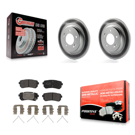 [Arrière] Kit de disque (revêtu) et plaquette (semi-métallique) de frein pour 2016 Kia Optima LX EX 1.6T avec Electric Parking KGF-101779