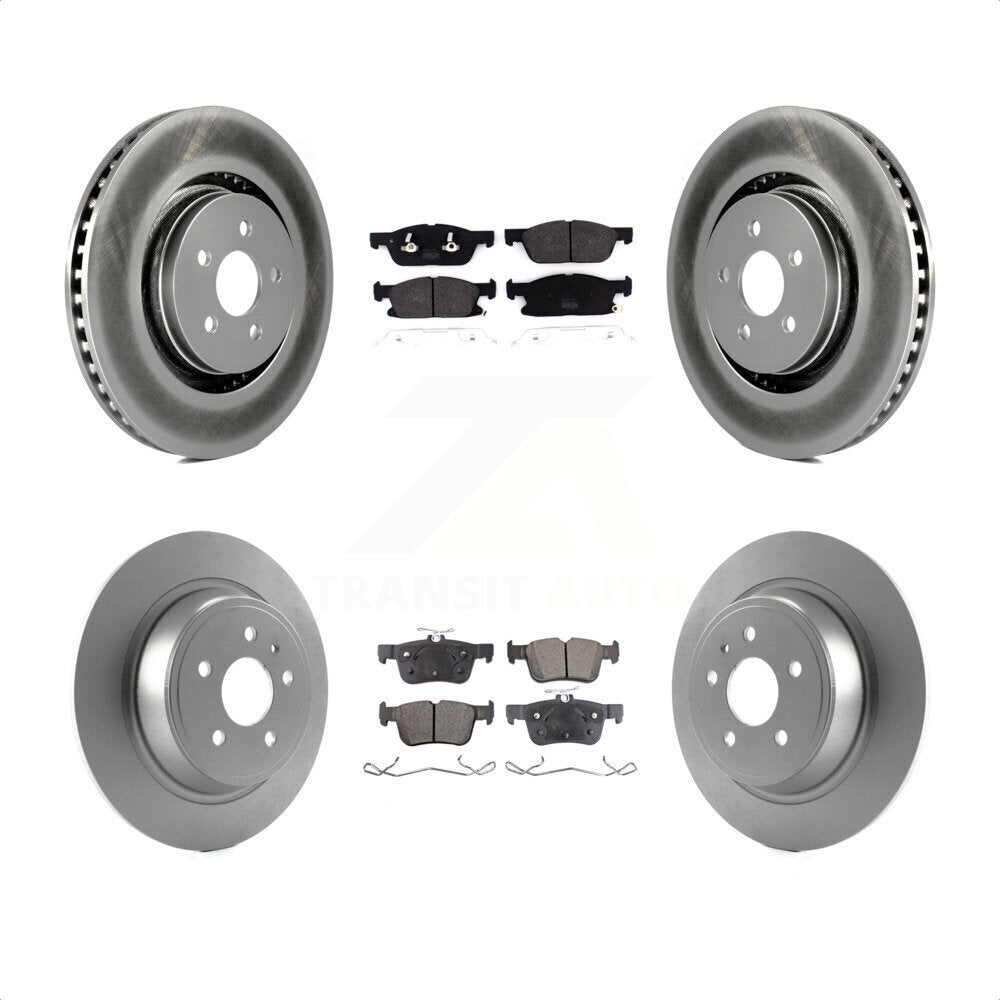 [Avant + Arrière] Kit de disque (revêtu) et plaquette (semi-métallique) de frein pour 2017 Lincoln Continental avec 14mm Wheel Lugs KGF-101788 par Transit Auto
