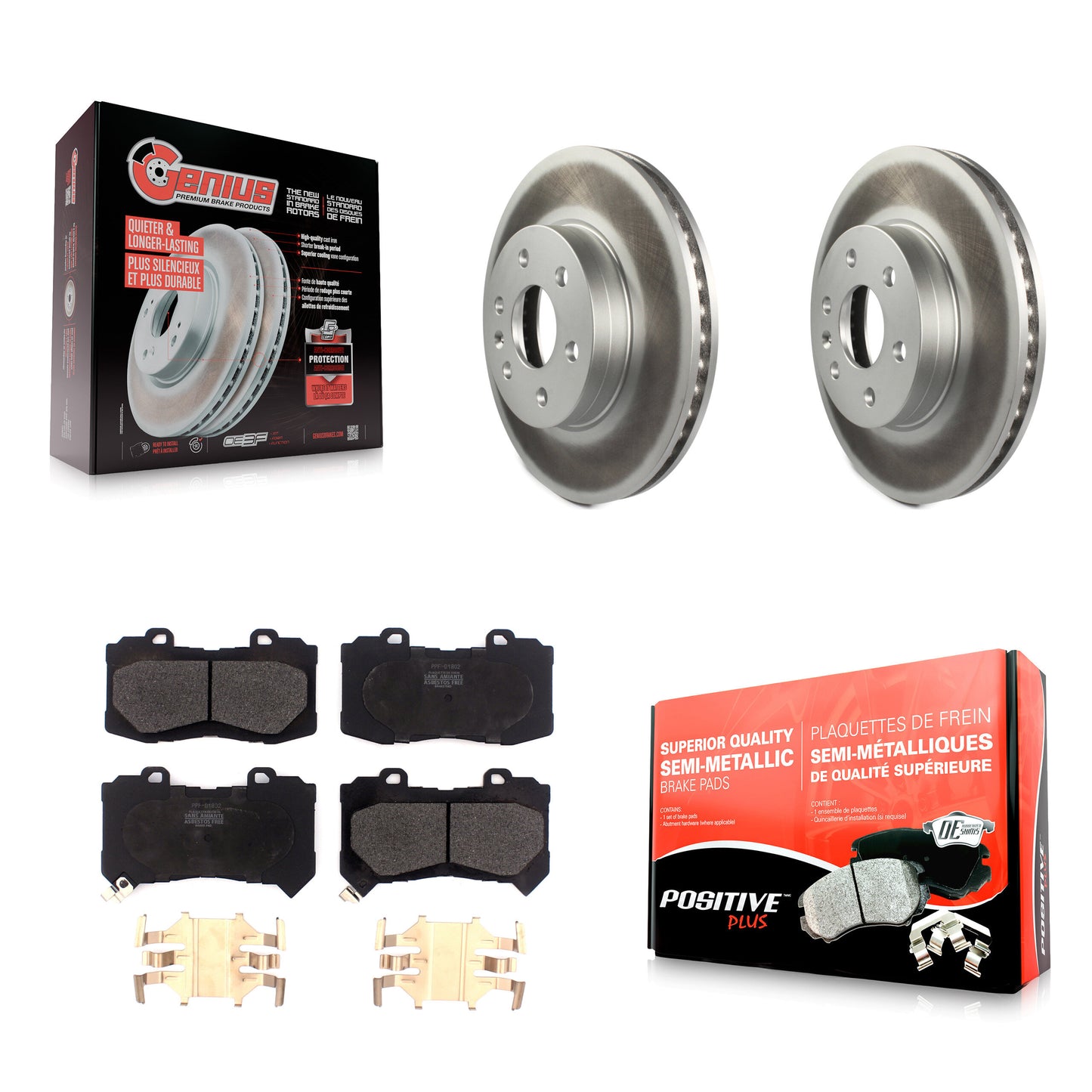 [Avant] Kit de disque (revêtu) et plaquette (semi-métallique) de frein pour 2015-2020 Chevrolet Colorado GMC Canyon KGF-101842
