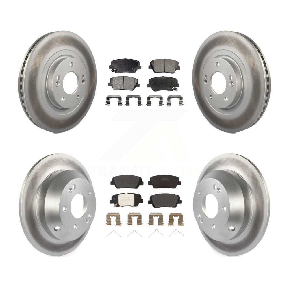[Avant + Arrière] Kit de disque (revêtu) et plaquette (semi-métallique) de frein pour 2014-2015 Kia Sorento avec Red Painted Calipers KGF-101868