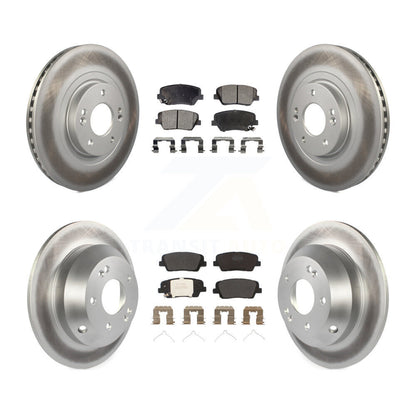 [Avant + Arrière] Kit de disque (revêtu) et plaquette (semi-métallique) de frein pour 2014-2015 Kia Sorento avec Red Painted Calipers KGF-101868