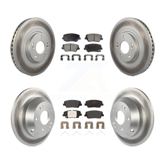[Avant + Arrière] Kit de disque (revêtu) et plaquette (semi-métallique) de frein pour 2014-2015 Kia Sorento avec Red Painted Calipers KGF-101868