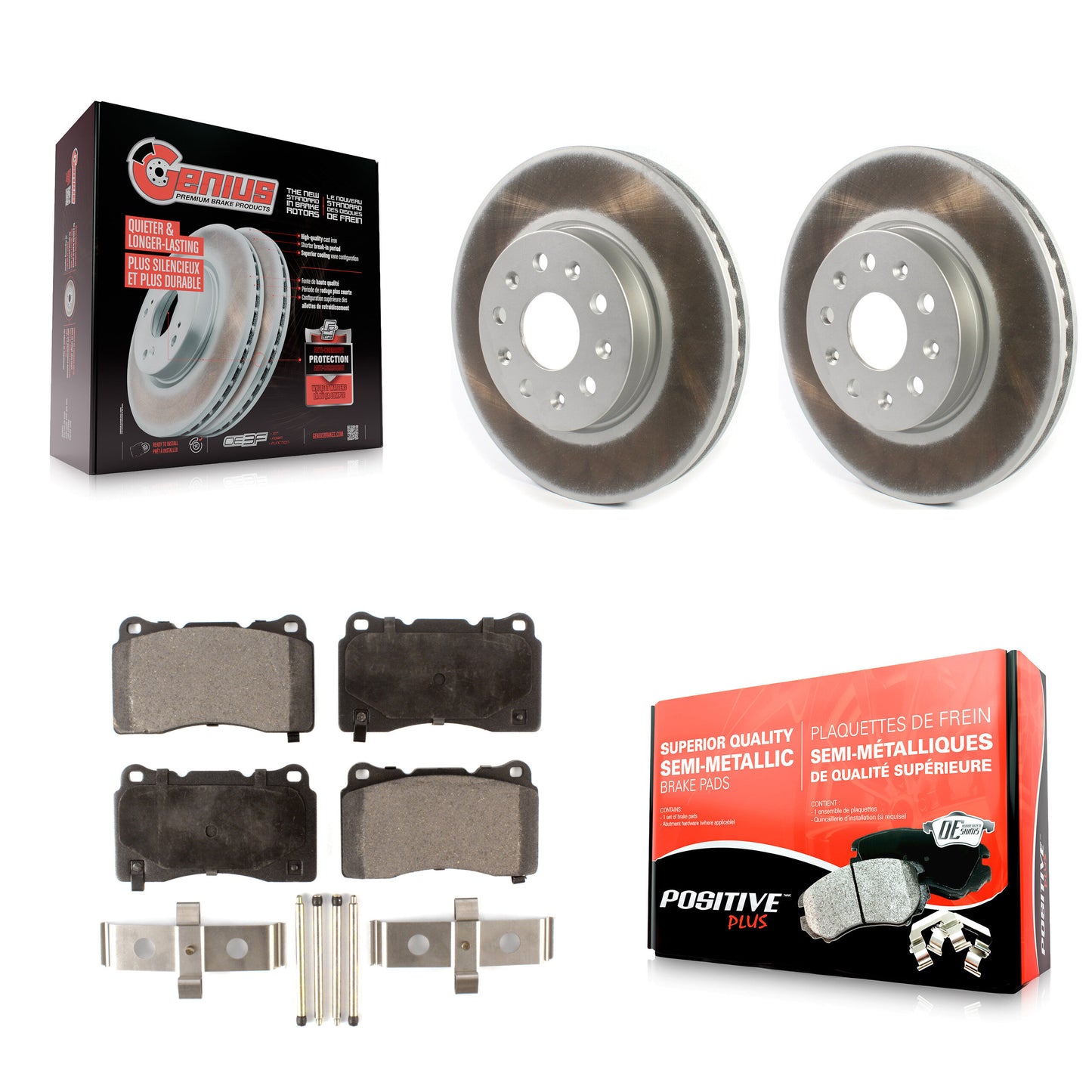 [Avant] Kit de disque (revêtu) et plaquette (semi-métallique) de frein pour Chevrolet Camaro Cadillac CTS CT6 KGF-101880