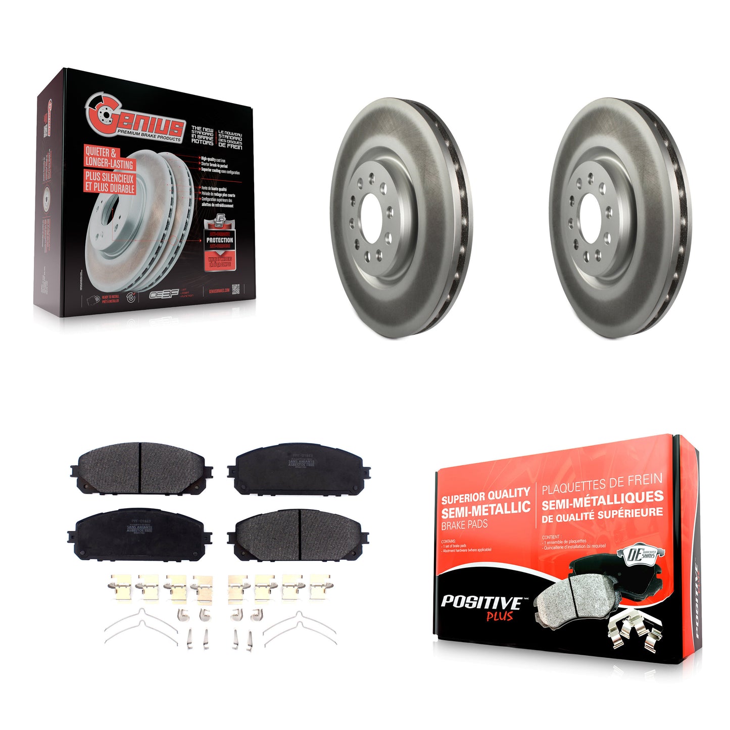[Avant] Kit de disque (revêtu) et plaquette (semi-métallique) de frein pour 2014-2021 Jeep Cherokee avec Dual Piston Caliper KGF-101893