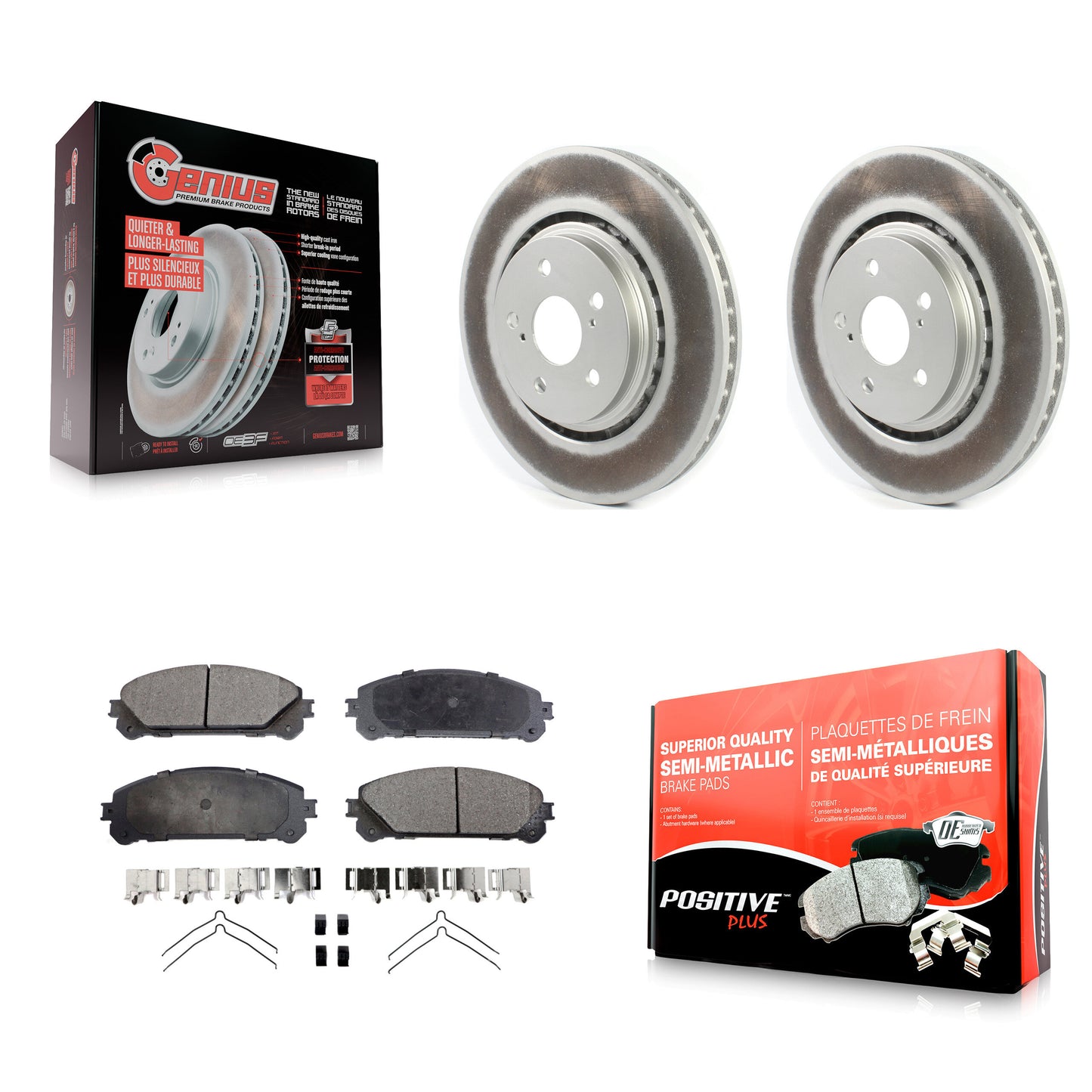 [Avant] Kit de disque (revêtu) et plaquette (semi-métallique) de frein pour Lexus RX350 RX450h Toyota RX350L Camry RX450hL Avalon Crown NX250 NX350 NX350h KGF-101917