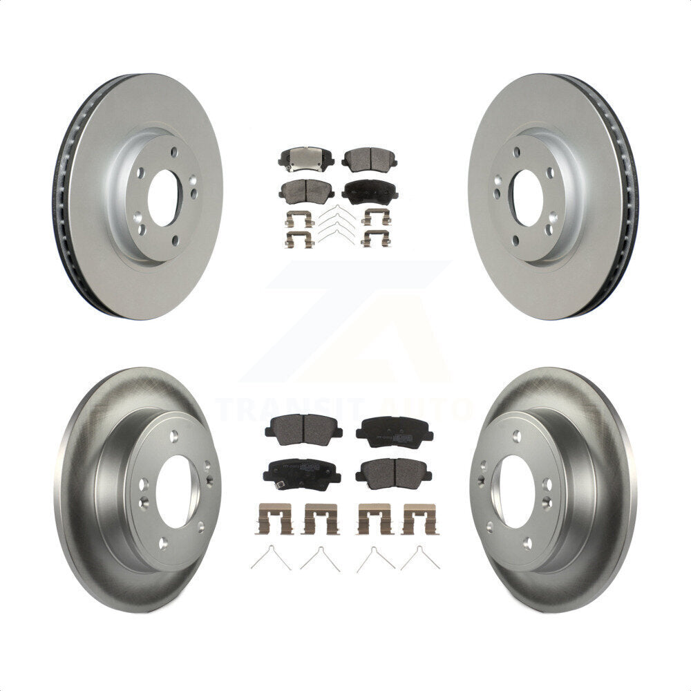 [Avant + Arrière] Kit de disque (revêtu) et plaquette (semi-métallique) de frein pour 2016 Hyundai Veloster Tech SE KGF-101979 par Transit Auto