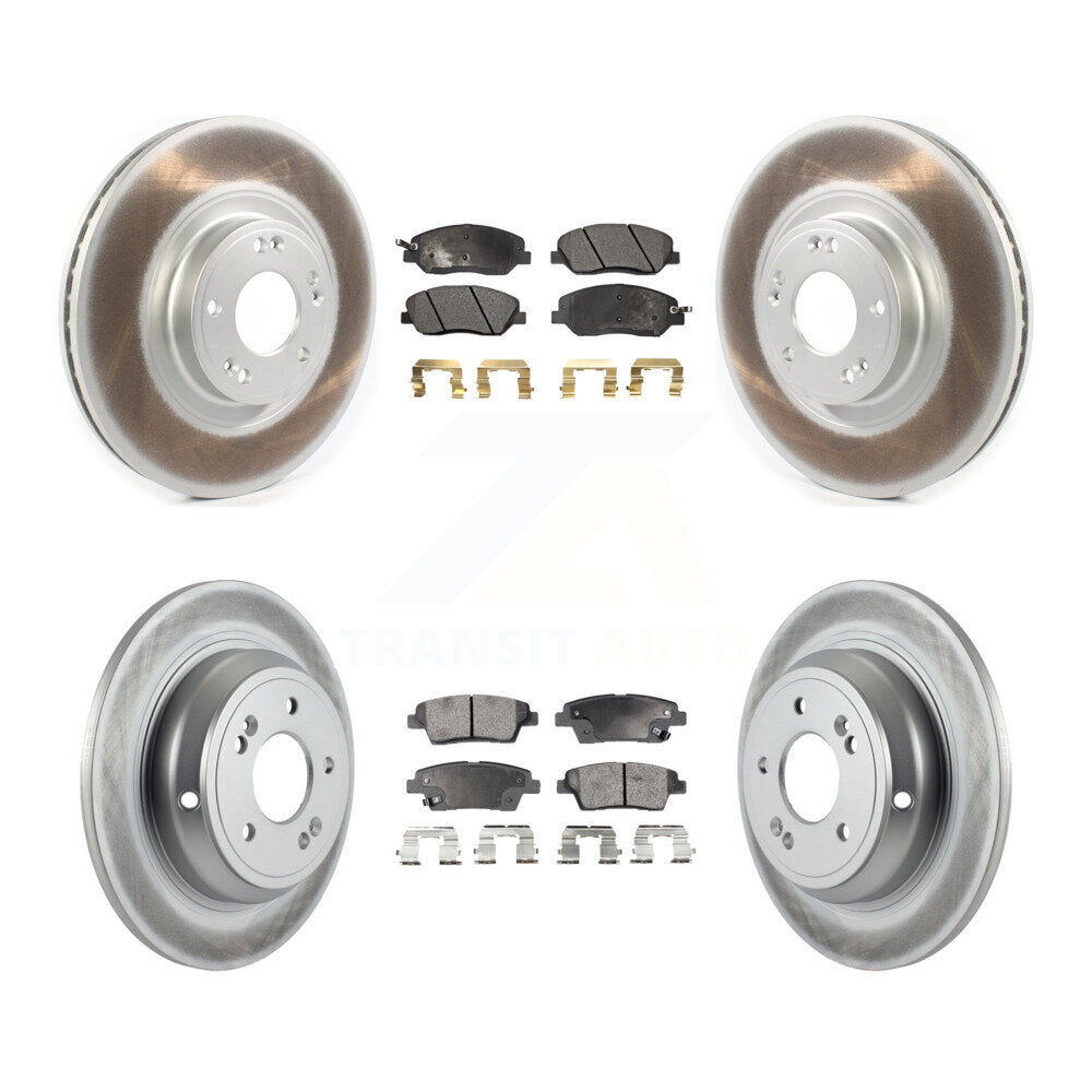 [Avant + Arrière] Kit de disque (revêtu) et plaquette (semi-métallique) de frein pour 2012 Hyundai Genesis 3.8L KGF-101985
