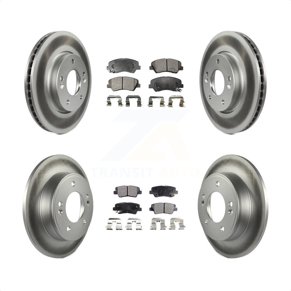 [Avant + Arrière] Kit de disque (revêtu) et plaquette (semi-métallique) de frein pour 2014 Kia Forte5 EX KGF-101986 par Transit Auto
