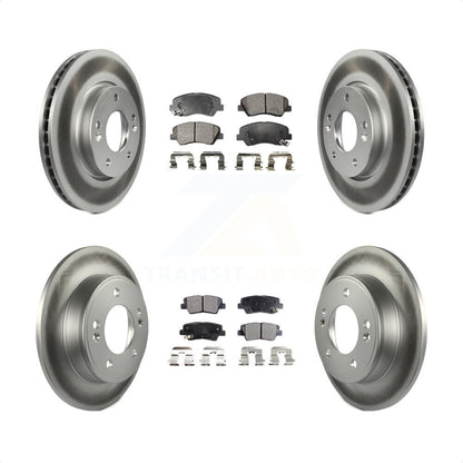 [Avant + Arrière] Kit de disque (revêtu) et plaquette (semi-métallique) de frein pour 2014 Kia Forte5 EX KGF-101986 par Transit Auto