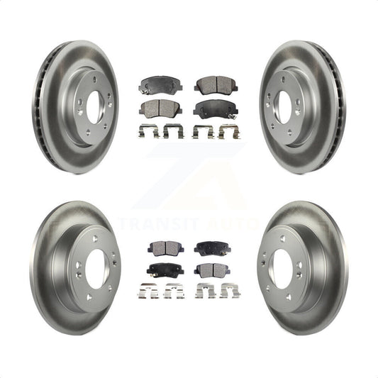 [Avant + Arrière] Kit de disque (revêtu) et plaquette (semi-métallique) de frein pour 2014 Kia Forte5 EX KGF-101986 par Transit Auto