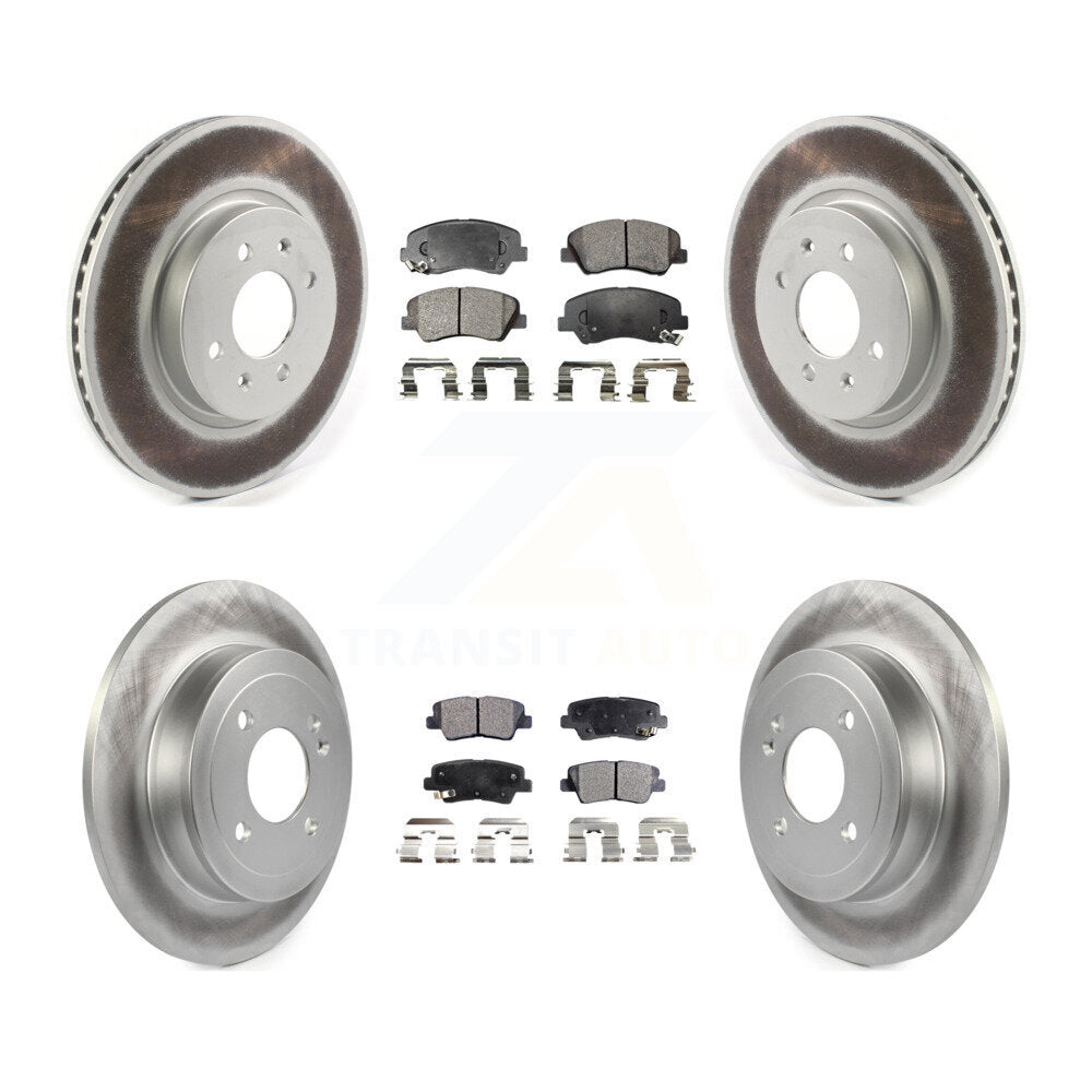 [Avant + Arrière] Kit de disque (revêtu) et plaquette (semi-métallique) de frein pour Kia Rio KGF-101993