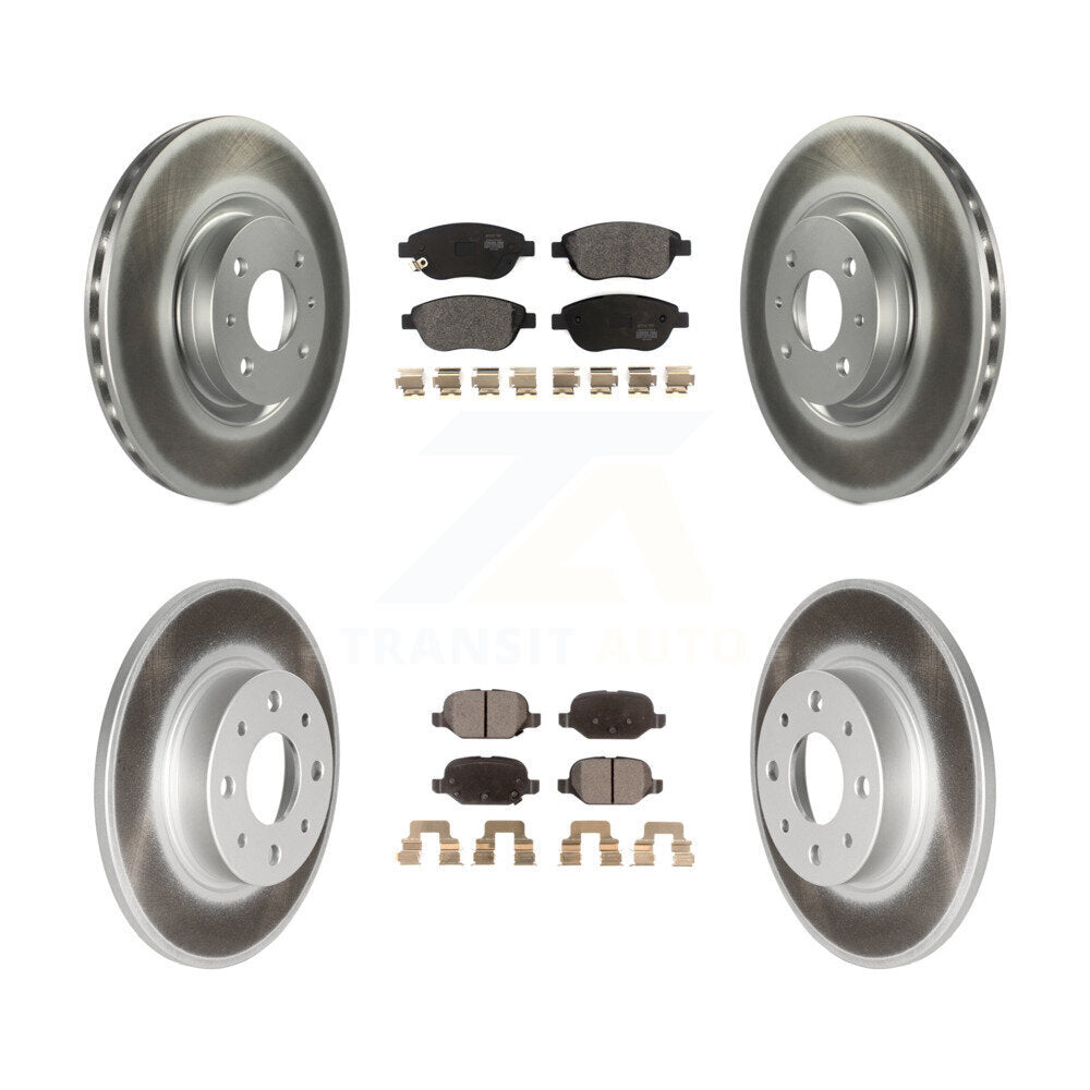 [Avant + Arrière] Kit de disque (revêtu) et plaquette (semi-métallique) de frein pour 2014-2017 Fiat 500 Turbocharged avec GAS engine KGF-102000
