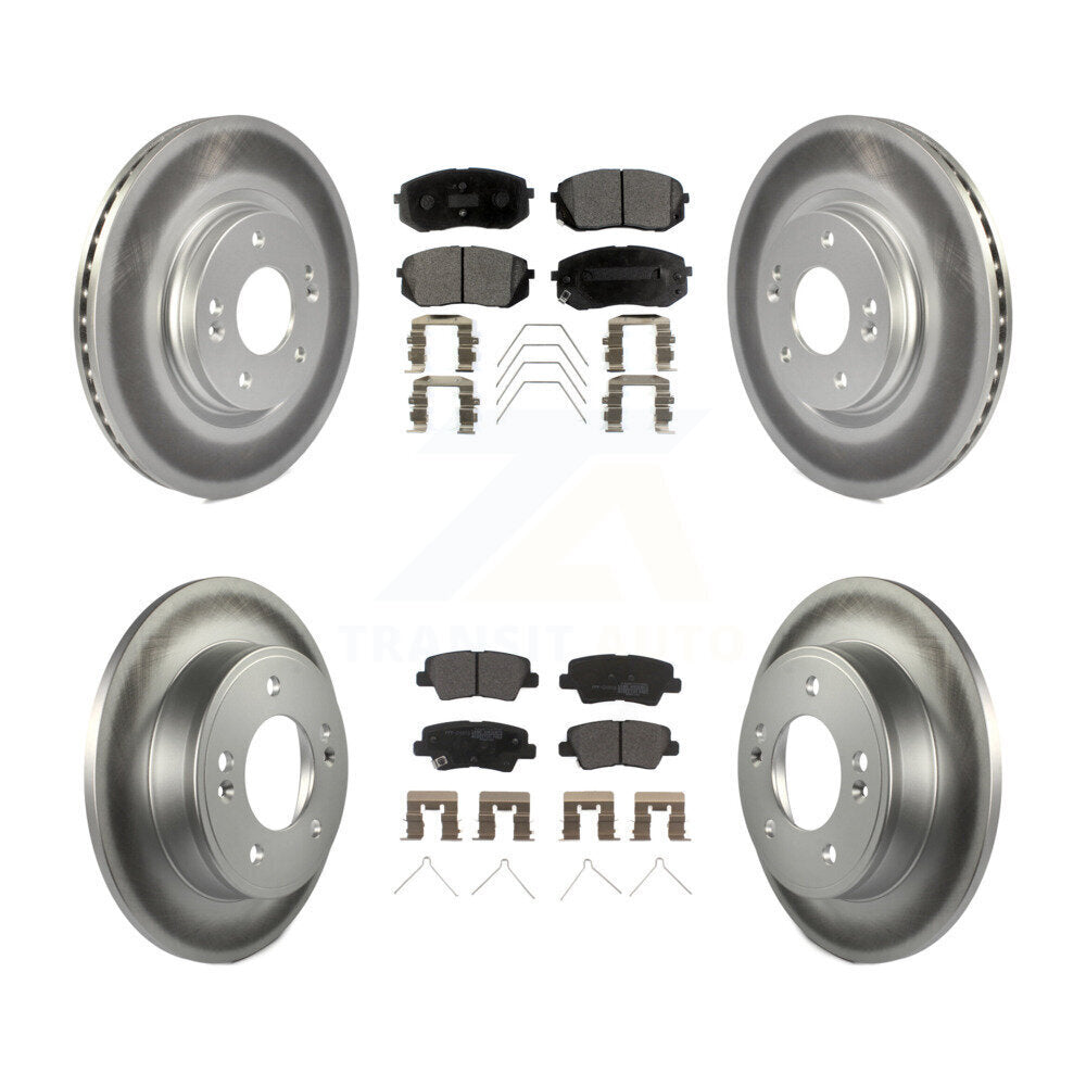 [Avant + Arrière] Kit de disque (revêtu) et plaquette (semi-métallique) de frein pour Kia Soul Forte KGF-102009