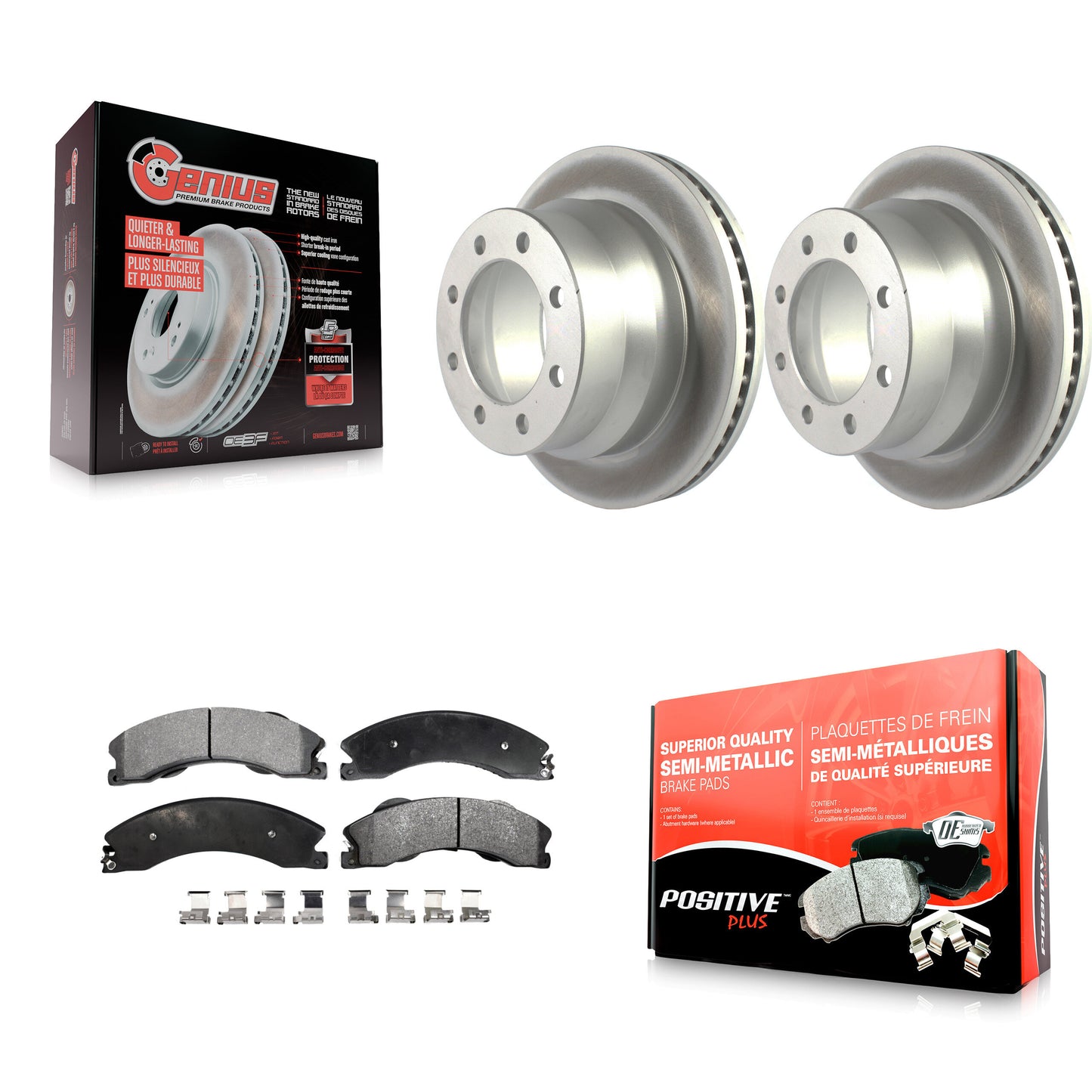 [Arrière] Kit de disque (revêtu) et plaquette (semi-métallique) de frein pour Chevrolet Express 3500 GMC Savana 4500 KGF-102036