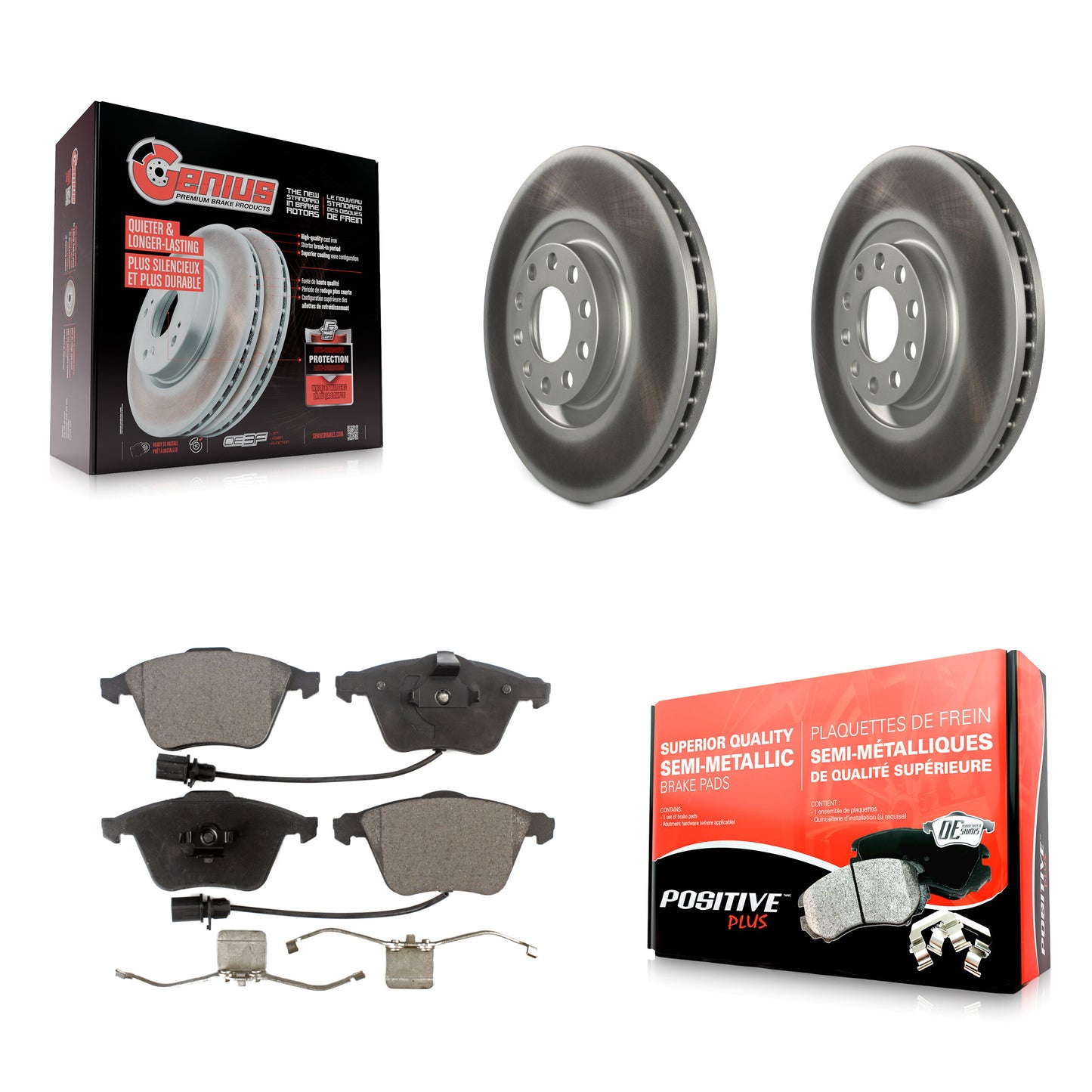 [Avant] Kit de disque (revêtu) et plaquette (semi-métallique) de frein pour Audi A4 Quattro KGF-102087