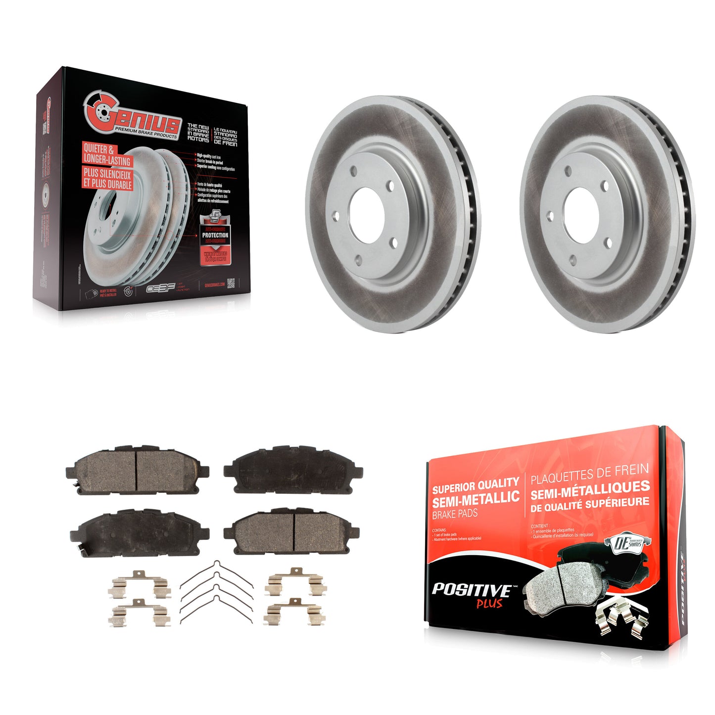 [Avant] Kit de disque (revêtu) et plaquette (semi-métallique) de frein pour 2011-2017 Nissan Quest KGF-102088