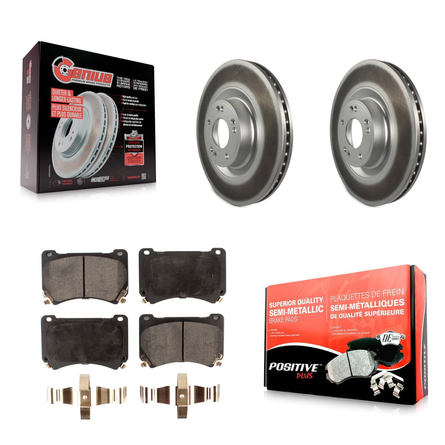 [Avant] Kit de disque (revêtu) et plaquette (semi-métallique) de frein pour Hyundai Genesis Equus KGF-102096