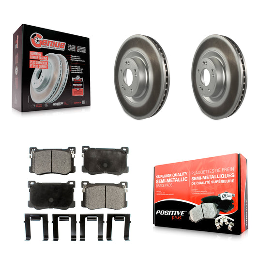 [Avant] Kit de disque (revêtu) et plaquette (semi-métallique) de frein pour Hyundai Genesis G80 Kia K900 3.8L KGF-102097