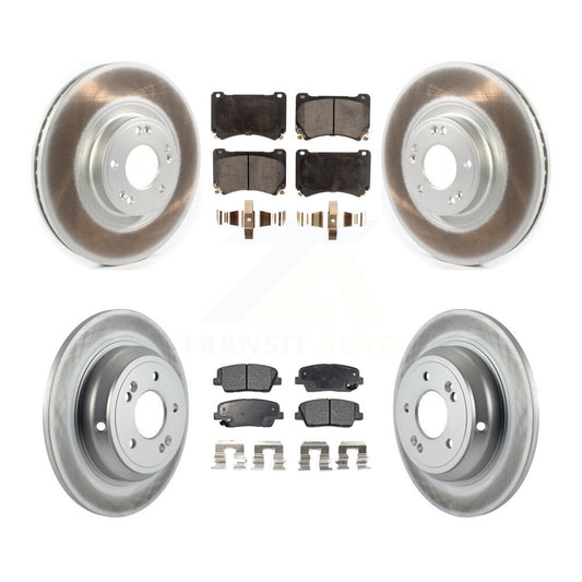 [Avant + Arrière] Kit de disque (revêtu) et plaquette (semi-métallique) de frein pour Hyundai Genesis 4.6L KGF-102106
