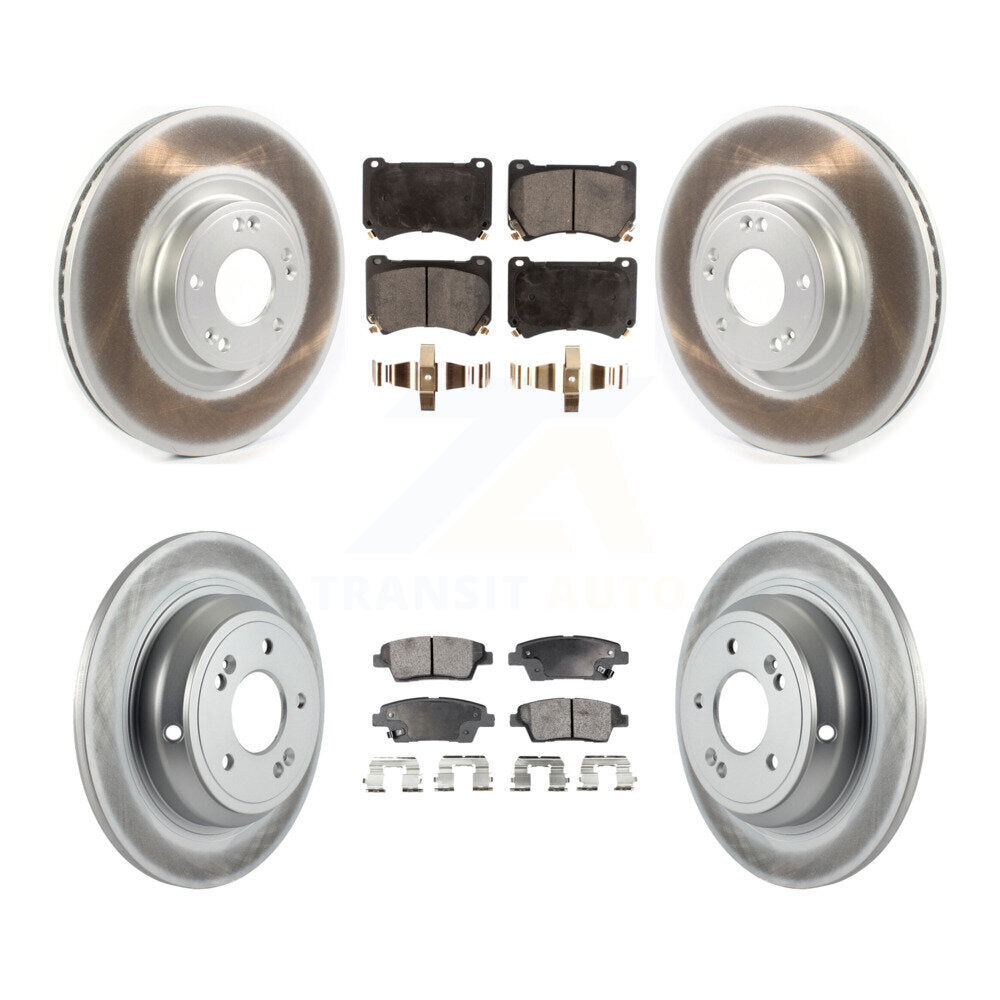 [Avant + Arrière] Kit de disque (revêtu) et plaquette (semi-métallique) de frein pour Hyundai Genesis KGF-102107