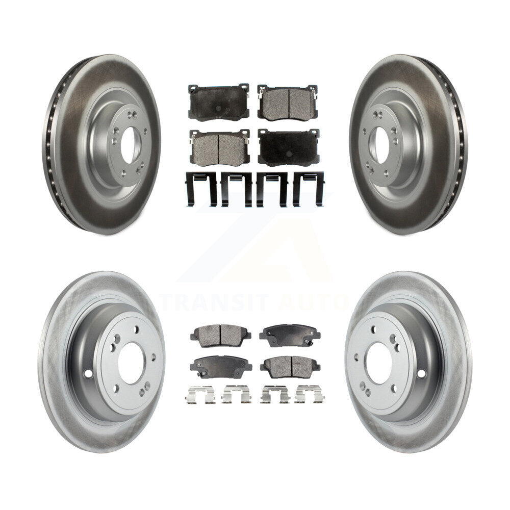 [Avant + Arrière] Kit de disque (revêtu) et plaquette (semi-métallique) de frein pour Hyundai Genesis G80 Kia K900 3.8L KGF-102110