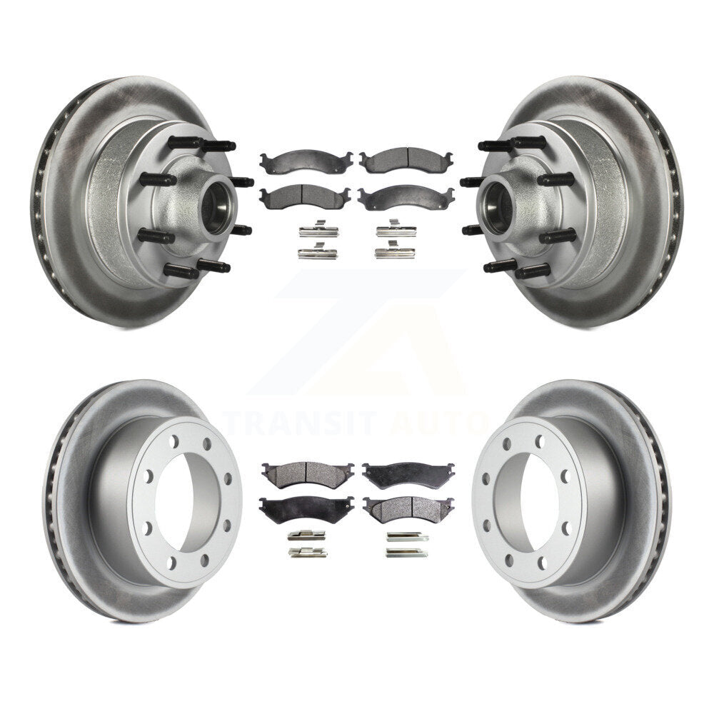 [Avant + Arrière] Kit de disque (revêtu) et plaquette (semi-métallique) de frein pour Ford E-350 Super Duty E-250 Econoline Club Wagon KGF-102160
