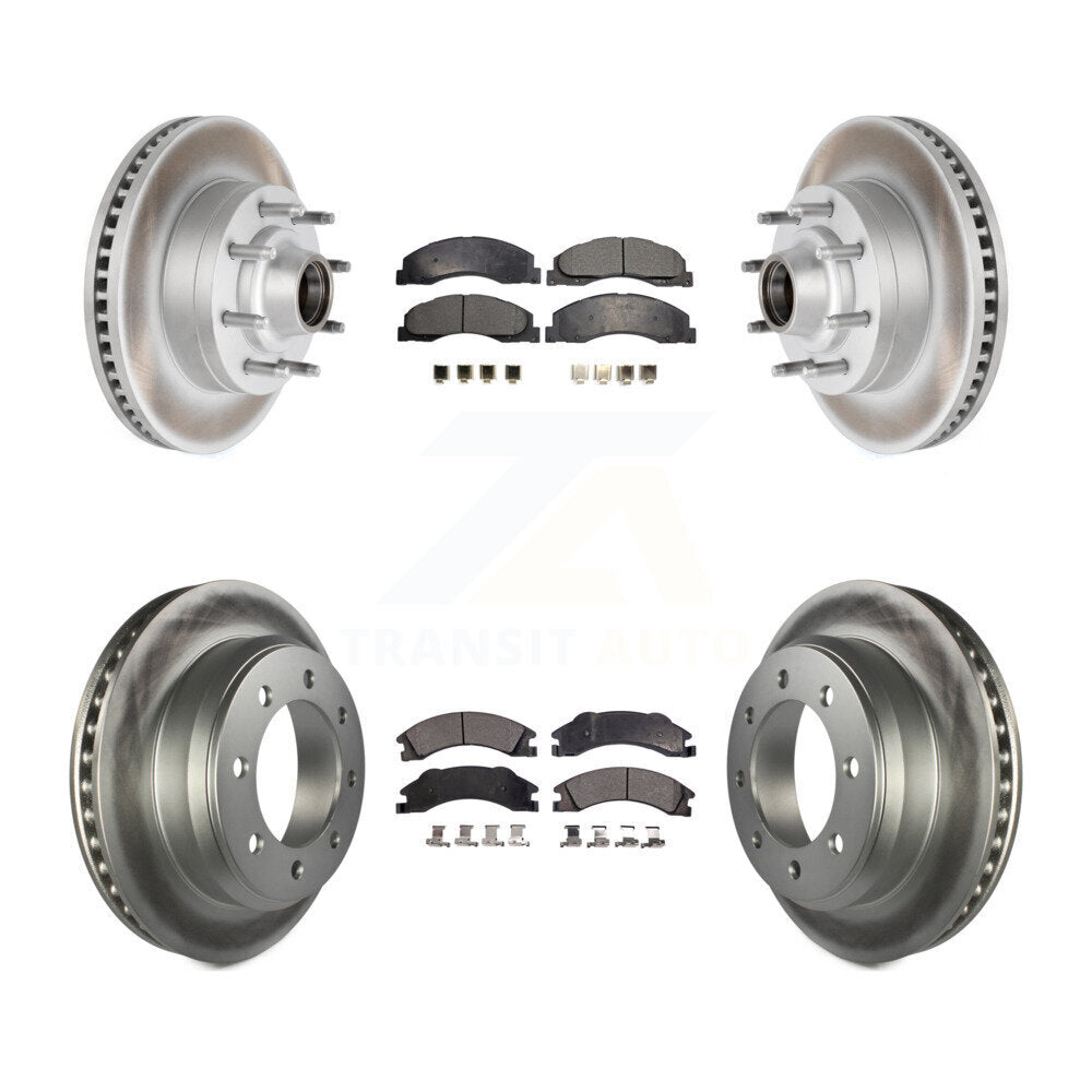 [Avant + Arrière] Kit de disque (revêtu) et plaquette (semi-métallique) de frein pour Ford E-350 Super Duty E-250 E-150 Econoline KGF-102169