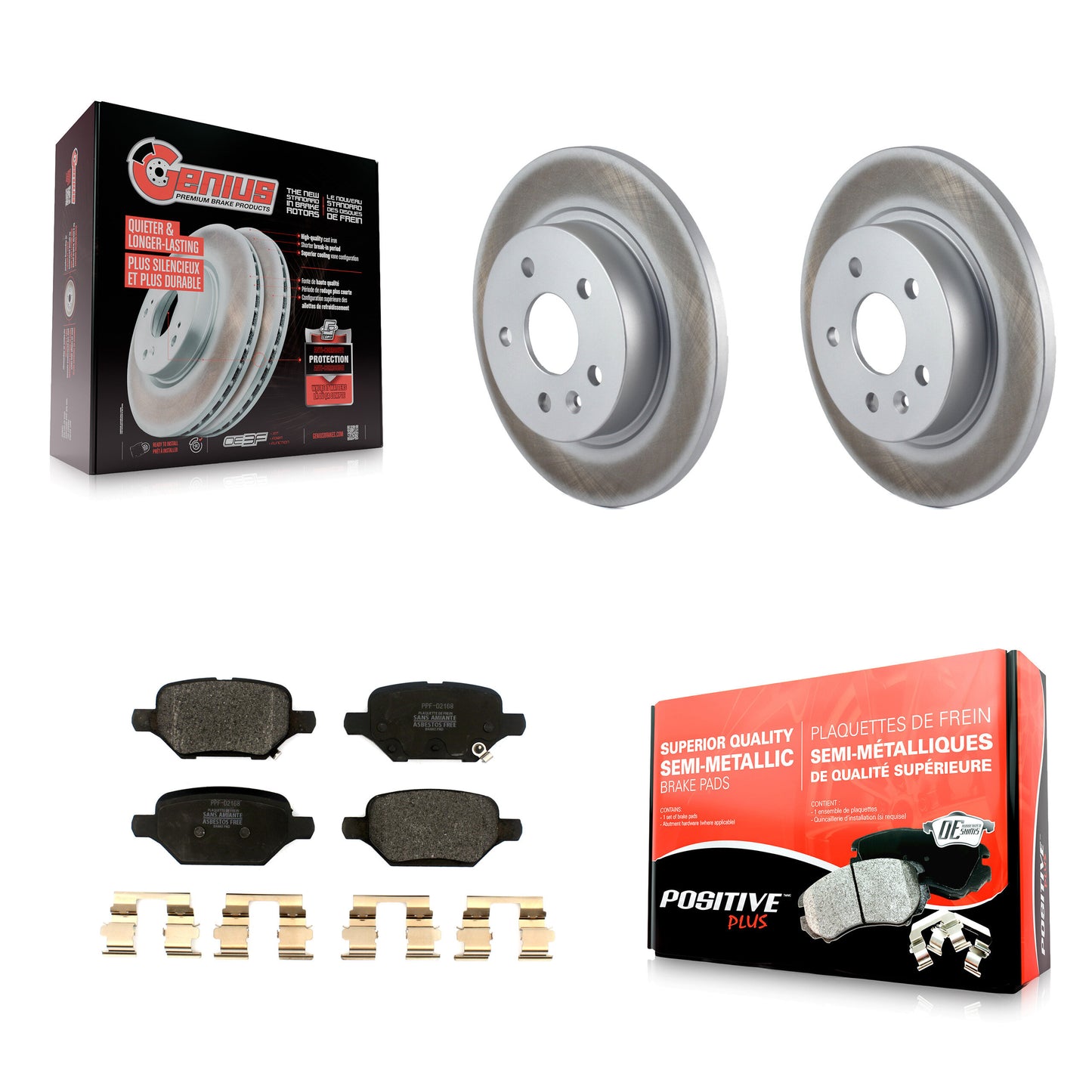 [Arrière] Kit de disque (revêtu) et plaquette (semi-métallique) de frein pour 2018-2022 Chevrolet Trax Buick Encore KGF-102190