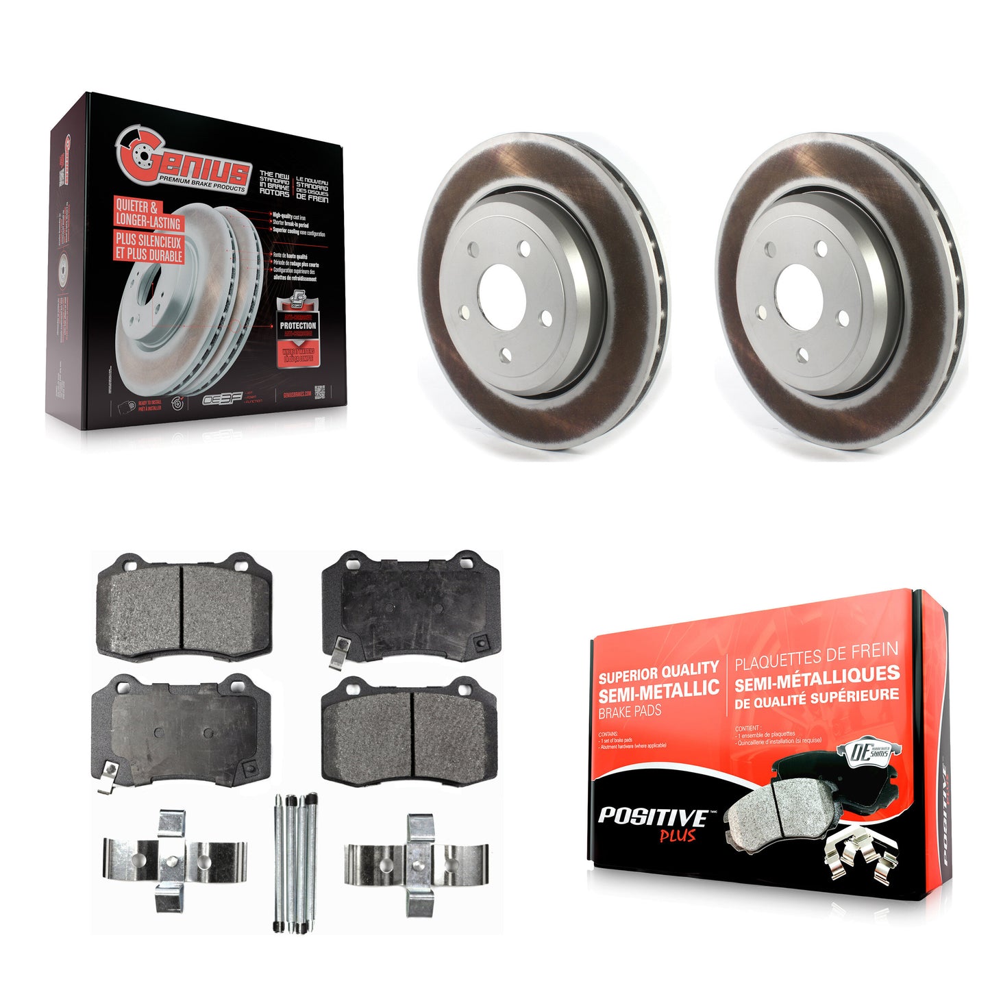 [Arrière] Kit de disque (revêtu) et plaquette (semi-métallique) de frein pour Jeep Grand Cherokee Dodge Durango KGF-102193