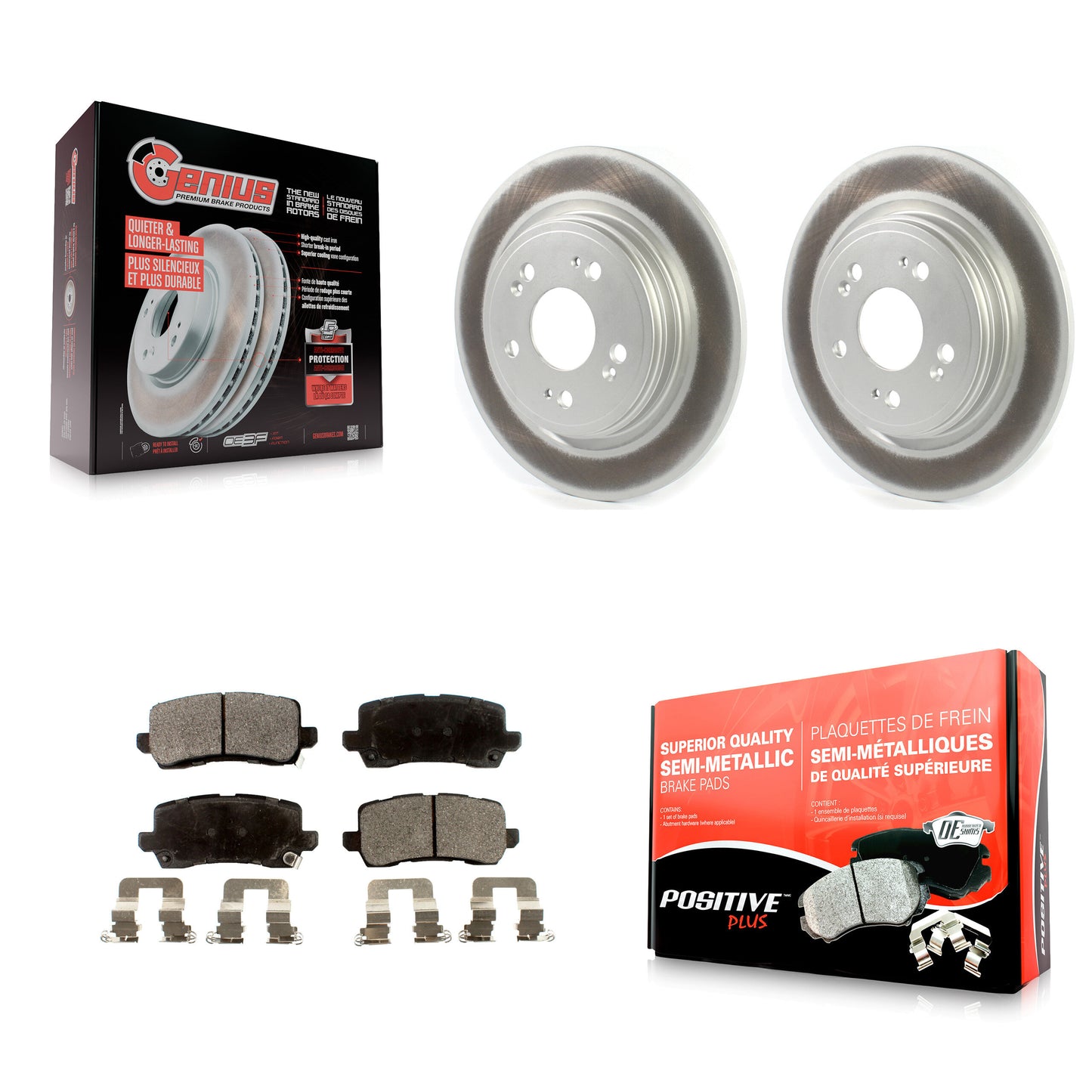 [Arrière] Kit de disque (revêtu) et plaquette (semi-métallique) de frein pour 2014-2020 Acura RLX KGF-102194