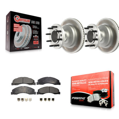 [Avant] Kit de disque (revêtu) et plaquette (semi-métallique) de frein pour Ford E-350 Super Duty E-450 Econoline KGF-102195