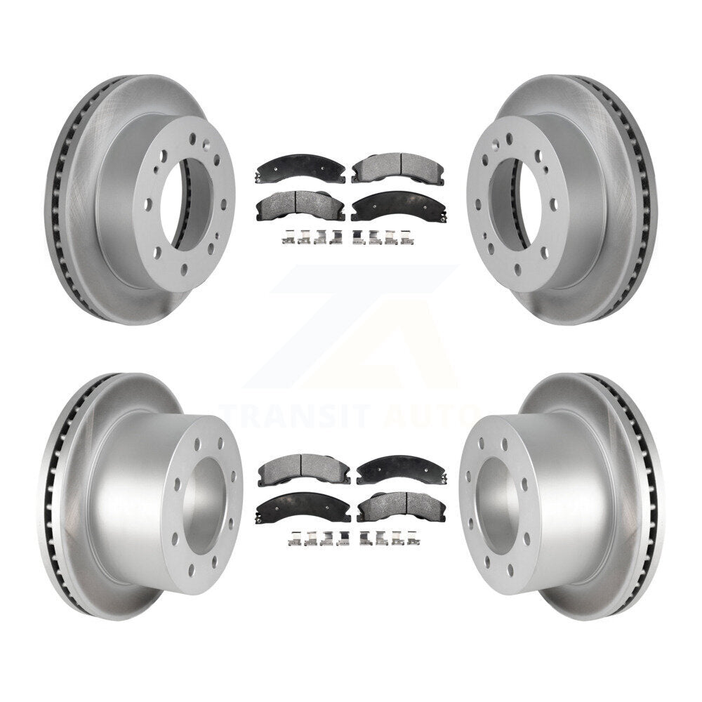 [Avant + Arrière] Kit de disque (revêtu) et plaquette (semi-métallique) de frein pour 2011-2019 Chevrolet Silverado 3500 HD GMC Sierra avec Dual Wheels KGF-102197