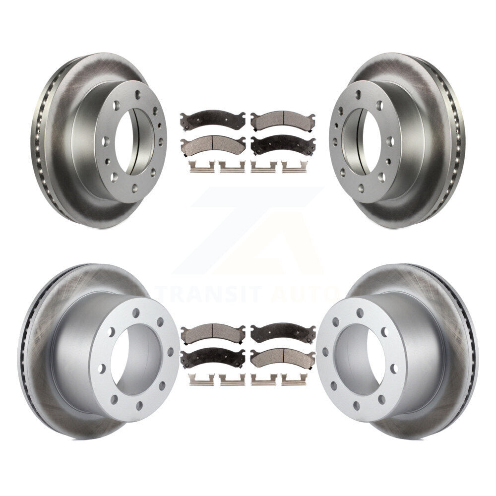 [Avant + Arrière] Kit de disque (revêtu) et plaquette (semi-métallique) de frein pour Chevrolet Silverado 3500 HD GMC Sierra Classic KGF-102208