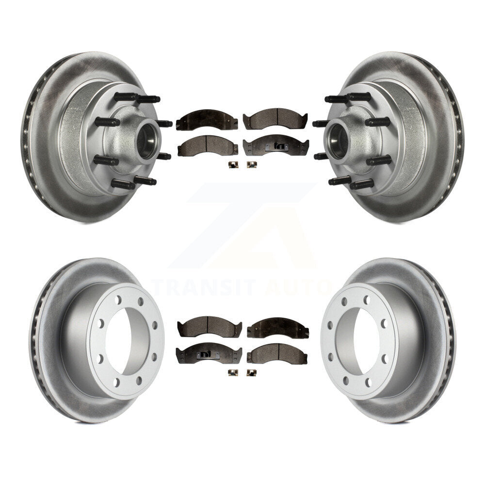 [Avant + Arrière] Kit de disque (revêtu) et plaquette (semi-métallique) de frein pour 2000-2002 Ford E-450 Econoline Super Duty avec Single Wheels KGF-102211