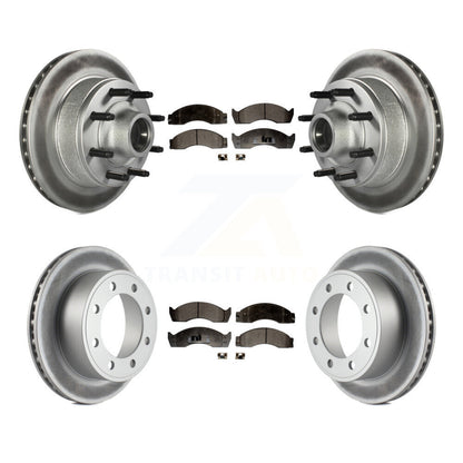[Avant + Arrière] Kit de disque (revêtu) et plaquette (semi-métallique) de frein pour 2000-2002 Ford E-450 Econoline Super Duty avec Single Wheels KGF-102211