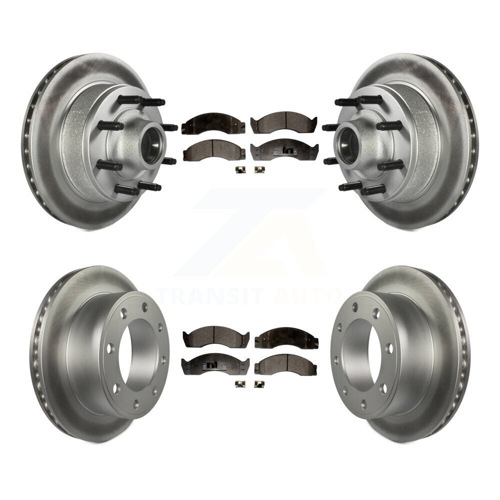 [Avant + Arrière] Kit de disque (revêtu) et plaquette (semi-métallique) de frein pour 2000-2001 Ford E-450 Econoline Super Duty avec Single Wheels KGF-102212