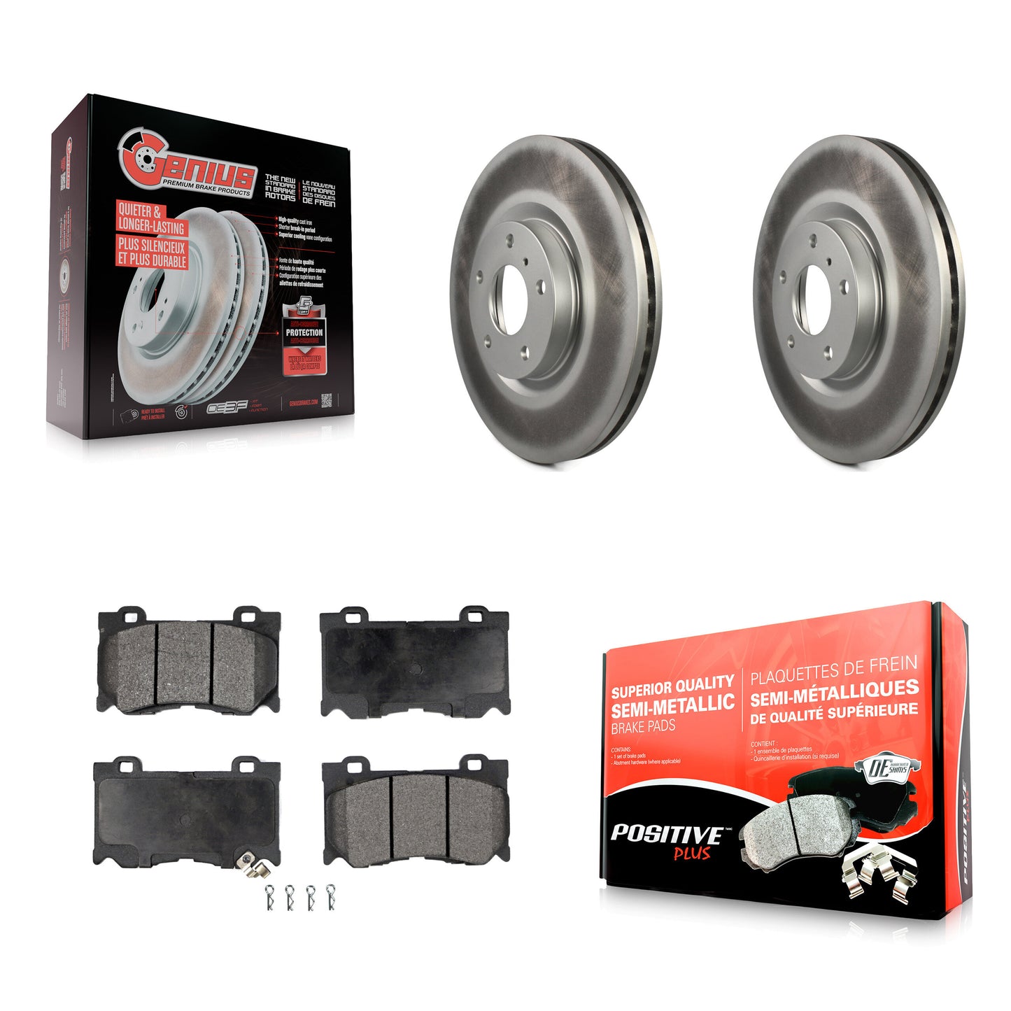 [Avant] Kit de disque (revêtu) et plaquette (semi-métallique) de frein pour 2017-2018 INFINITI Q70 Hybrid avec Sport Package KGF-102226
