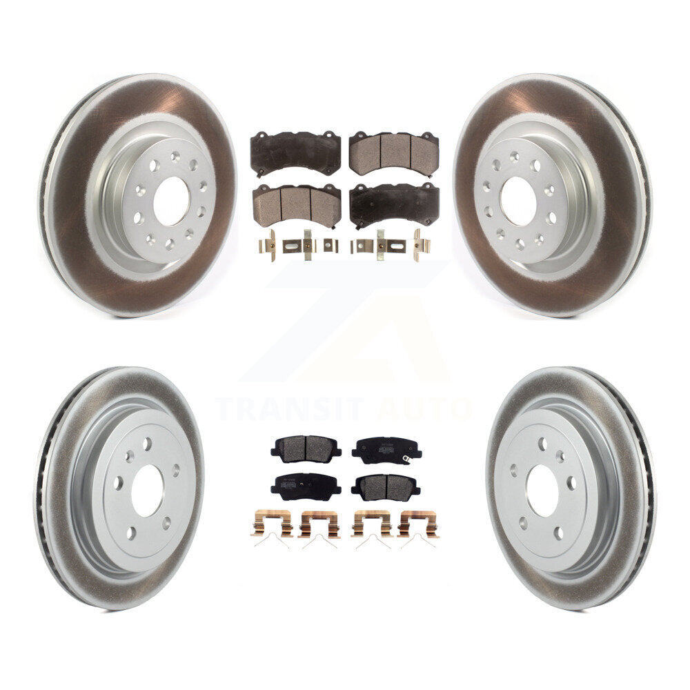 [Avant + Arrière] Kit de disque (revêtu) et plaquette (semi-métallique) de frein pour 2016 Cadillac CTS Vsport Premium avec RWD sans Performance Lining KGF-102252