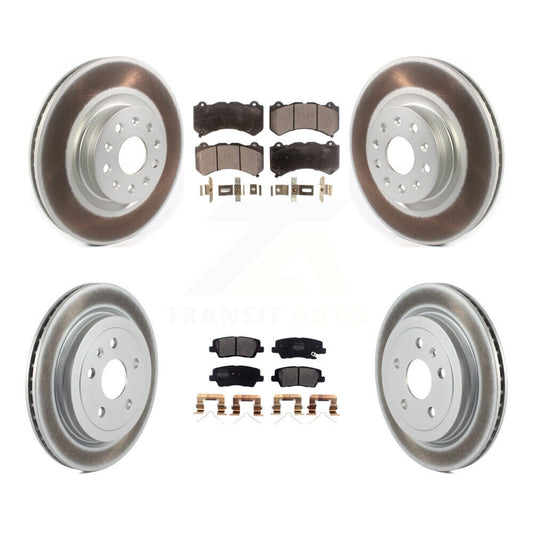 [Avant + Arrière] Kit de disque (revêtu) et plaquette (semi-métallique) de frein pour 2016 Cadillac CTS Vsport Premium avec RWD sans Performance Lining KGF-102252