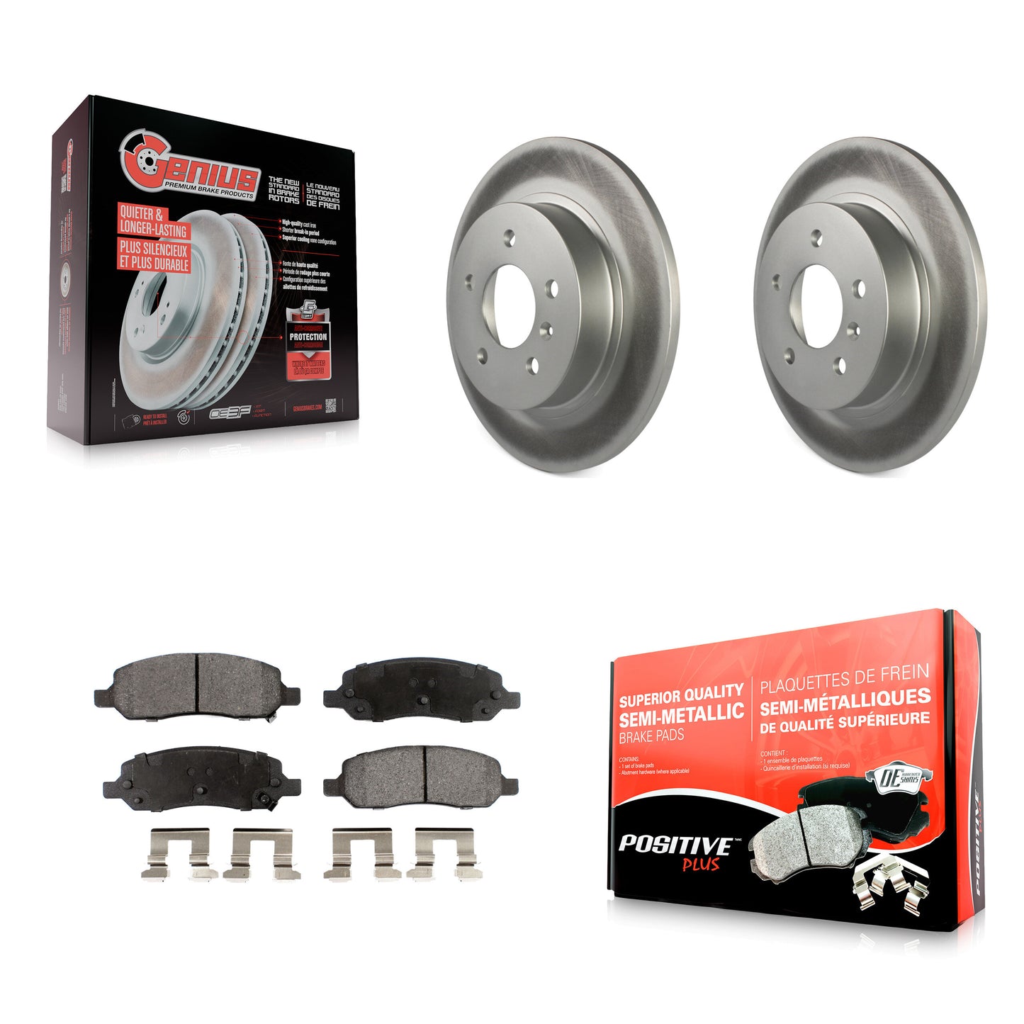 [Arrière] Kit de disque (revêtu) et plaquette (semi-métallique) de frein pour 2006-2011 Buick Lucerne Cadillac DTS KGF-102270