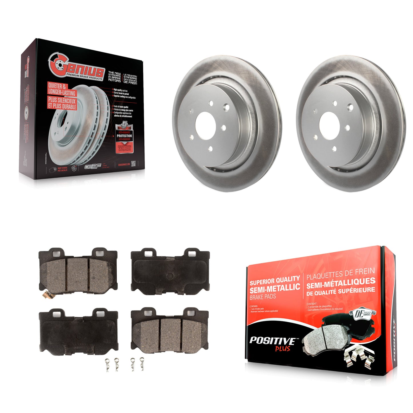 [Arrière] Kit de disque (revêtu) et plaquette (semi-métallique) de frein pour INFINITI Q50 M37 Q60 Q70 Q70L QX70 M56 FX50 KGF-102277